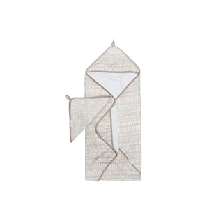 Grey Mudcloth Hooded Towel Set