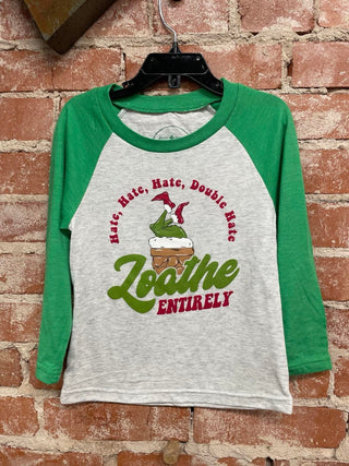 Kids Hate, Hate, Hate, Double Hate Loathe Entirely Crew Neck 3/4 Sleeve T-Shirt