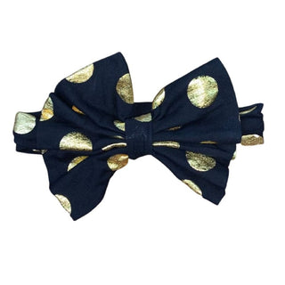Headband with Bow-Black with Gold Dots