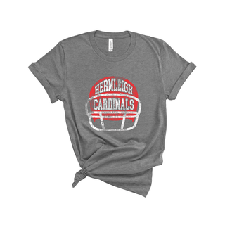 Gray heather Bella Canvas shirt with Hermleigh Cardinals football helmet art