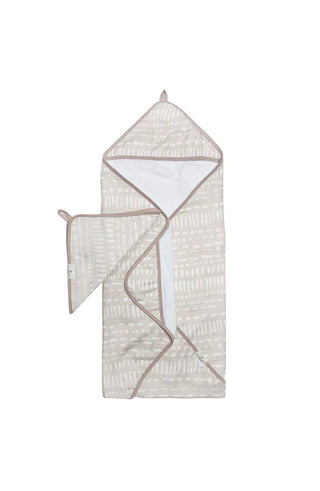 Grey Mudcloth Hooded Towel Set