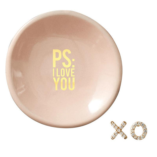 I Love You Earrings and Dish Set