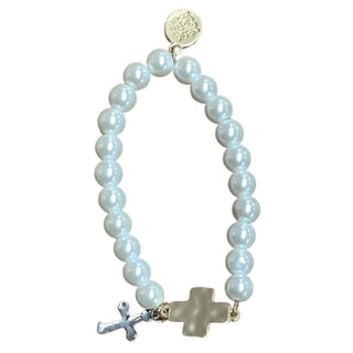 Kid’s Pearl and Cross Bracelet