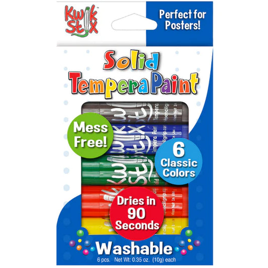 Kwik Stix Solid Tempera Paint 6 Classic Colors