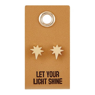 Leather Tag Star Earrings