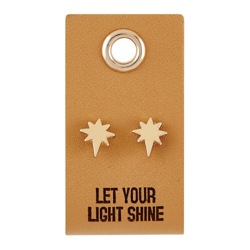 Leather Tag Star Earrings