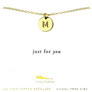 Gold Letter Disc Necklace