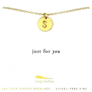 Gold Letter Disc Necklace
