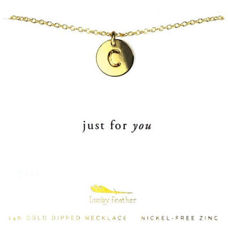 Gold Letter Disc Necklace