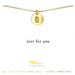 Gold Letter Disc Necklace