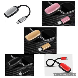 Five color variants of Lightning adapters including silver pink gold black and red options