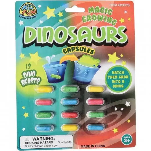 Magic growing dinosaurs capsules