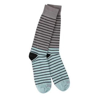 Men's heather gray and aqua striped dress socks