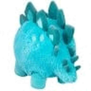 Close-up rear view of Mini Squishable Stegosaurus showing dark teal spine array