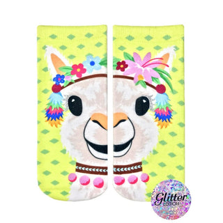 Party Llama Glitter Ankle Socks