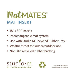 MatMates interchangeable mat insert specifications with non-slip recycled rubber backing for Studio M trays