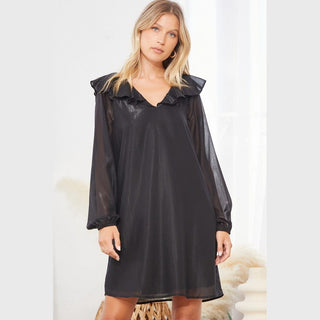 black ruffle party dress