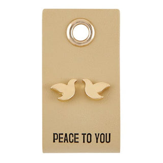 Dove Earrings on Leather Tag
