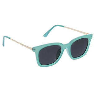 Teal matte oversized square Peepers Endless Summer sunglasses with gold-tone metallic temples and dark gray polarized lenses