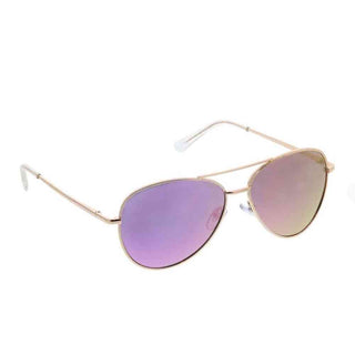 Pastel Peepers Heat Wave aviator sunglasses with purple-to-rose gold gradient mirrored lenses, double bridge, and spring hinges