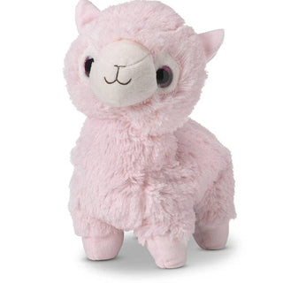 Pink Llama Junior Warmies plush toy with soft pastel pink synthetic fur, lavender scent, and microwavable warmth