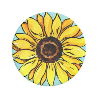 Yellow sunflower PopSockets phone grip with watercolor texture on blue background