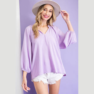 ruflled top puff sleeve blouse
