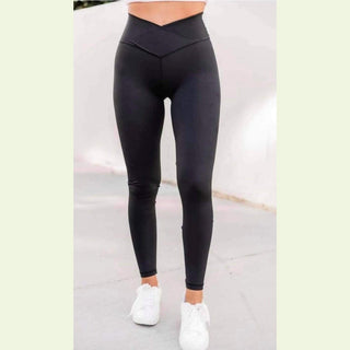 V-Cut Black Leggings