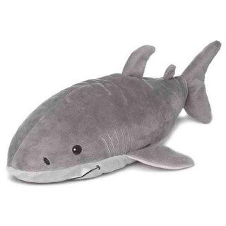 Gray plush shark Warmies microwavable lavender scented toy with velvety texture and button eye