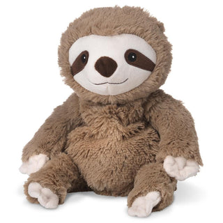 Brown plush sloth Warmies microwavable lavender weighted toy with white paw tips and stitched smile