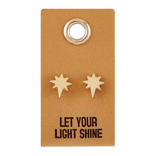 Leather Tag Star Earrings