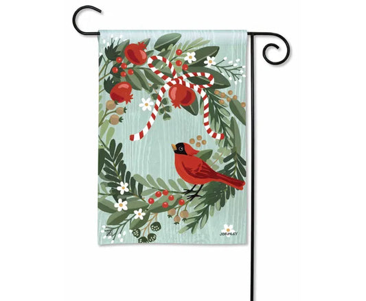 Cardinal Wreath Garden Flag