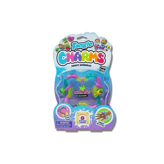 Tangle Charms bone fidget wearable in pink teal lime with frog duck charms from Cutie Mout Collection