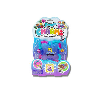 Tangle Charms pet-themed fidget toy with yellow chick pig bee charms in pink teal from Pet Peeps Collection