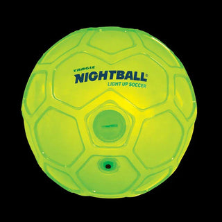 Lime green translucent Tangle NightBall LED soccer ball with internal glow and glossy finish