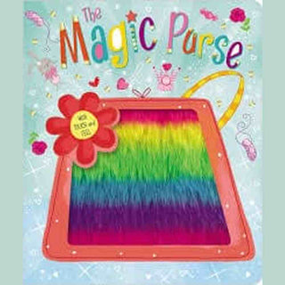 The Magic Purse children's touch and feel board book with rainbow fur interior and colorful crayon title