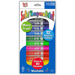 Kwik Stix Thin Solid Tempera Paint 12 Classic Colors Mess Free