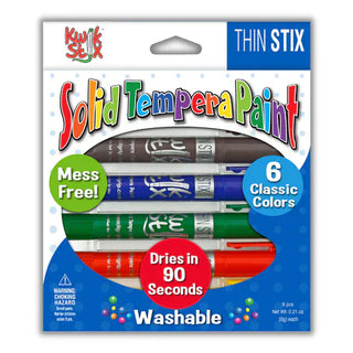 Kwik Stix Thin 6 Classic Colors Tempera Paint Mess Free