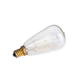 Vintage exposed filament teardrop bulb with brass E12 candelabra base and clear glass