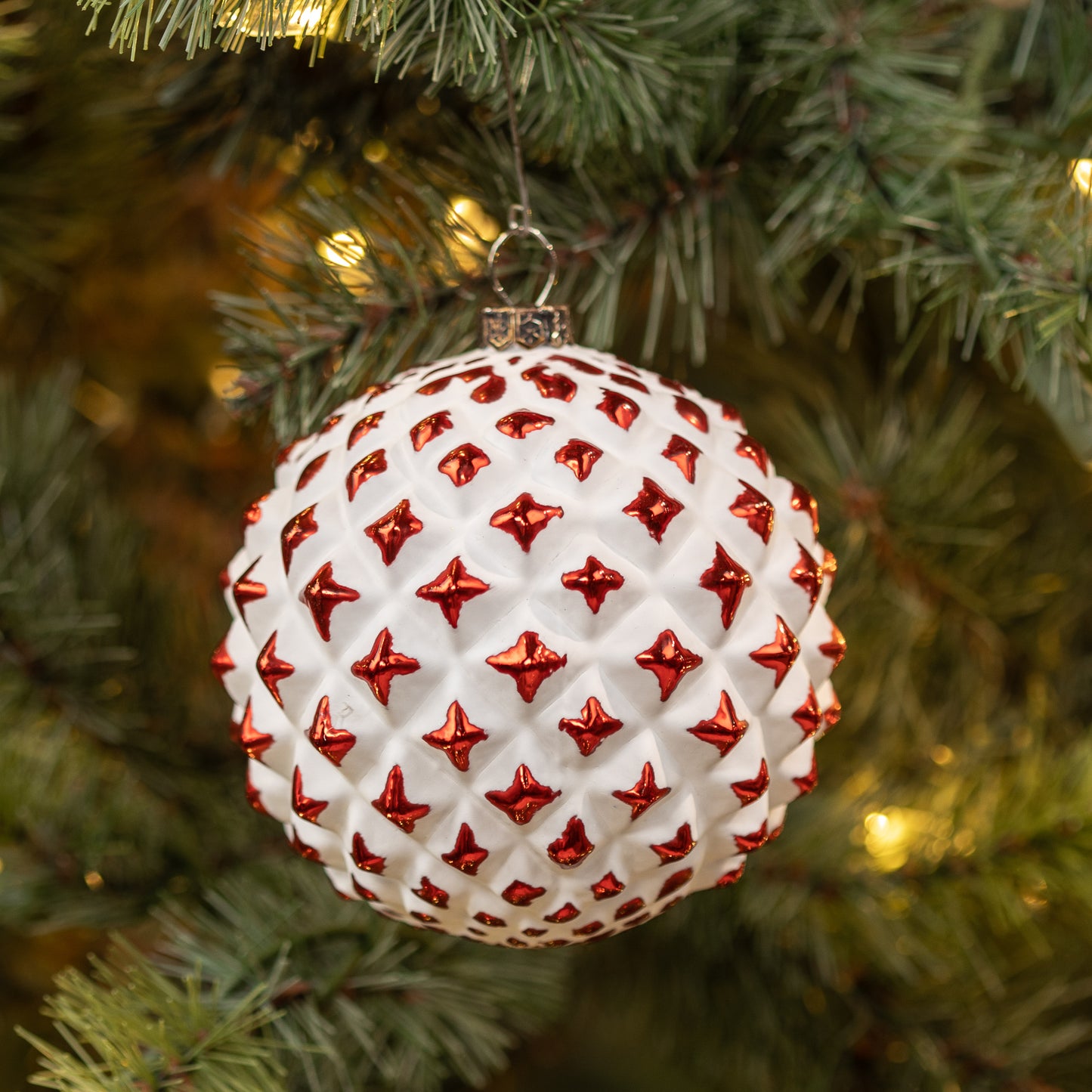 Red & White Textured Ornament