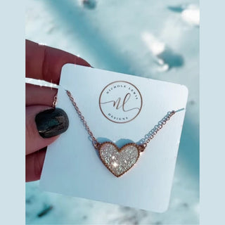 White Heart Druzy Necklace
