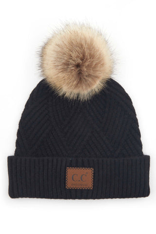CC Zig Zag Pom Beanie