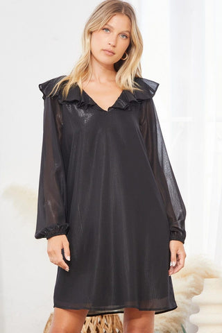 black ruffle party dress