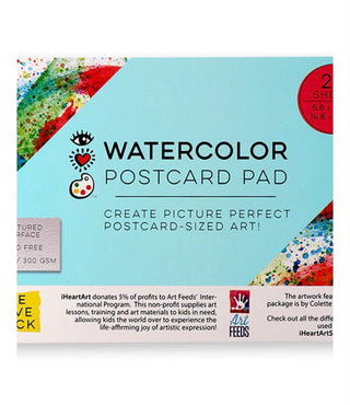 Bright Stripes Arts & Crafts i Heart Art Watercolor Postcard Pad