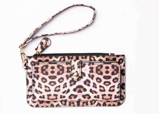 Leopard Multi Function Clutch Cardholder Wristlet/Wallet