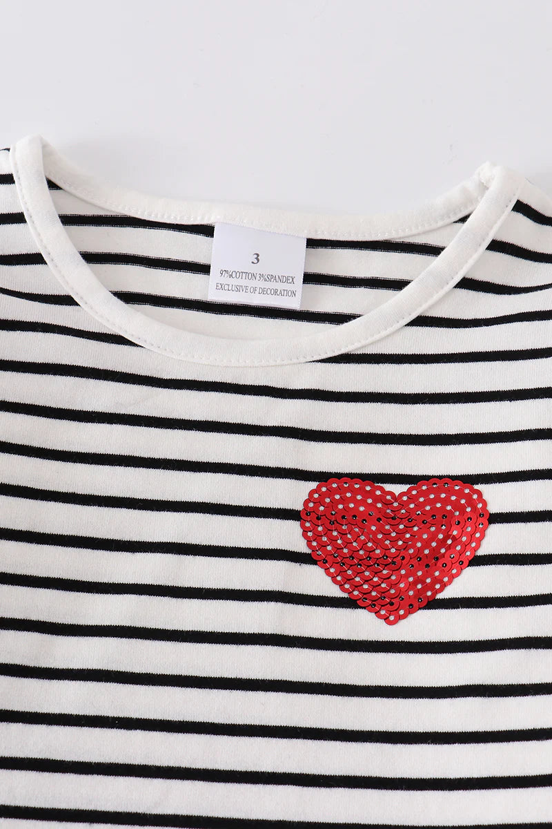 girl's valentine's heart shirt and sequin skirt