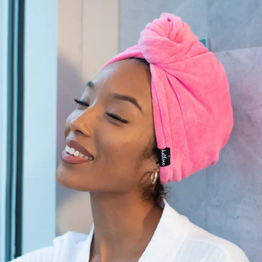 hot pink microfiber fast drying hair towel