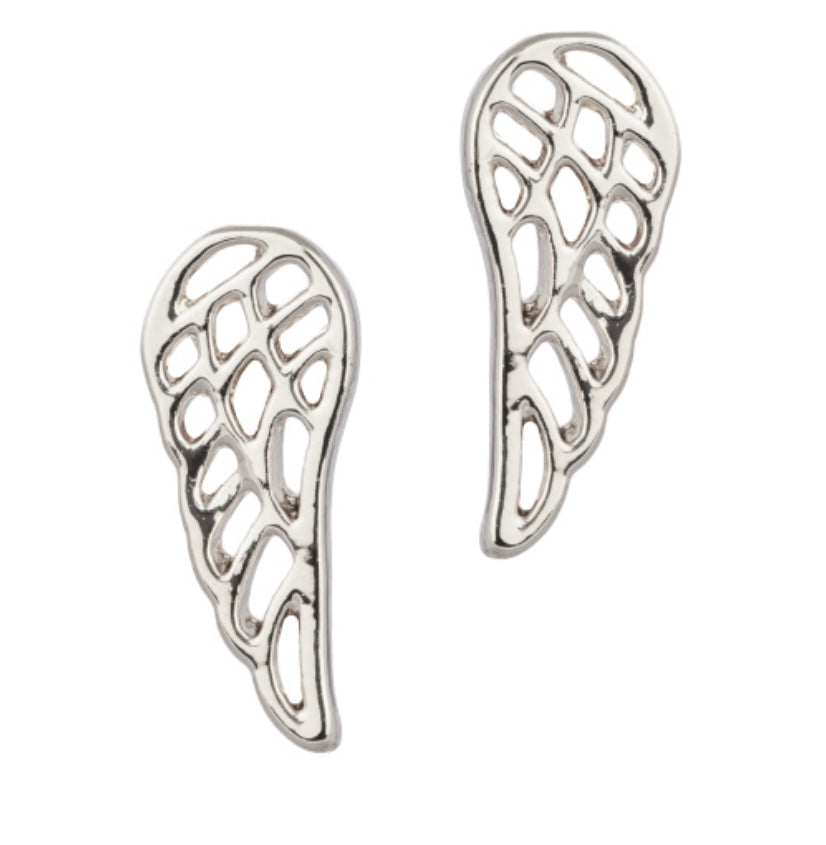 Silver Wing Stud Earrings