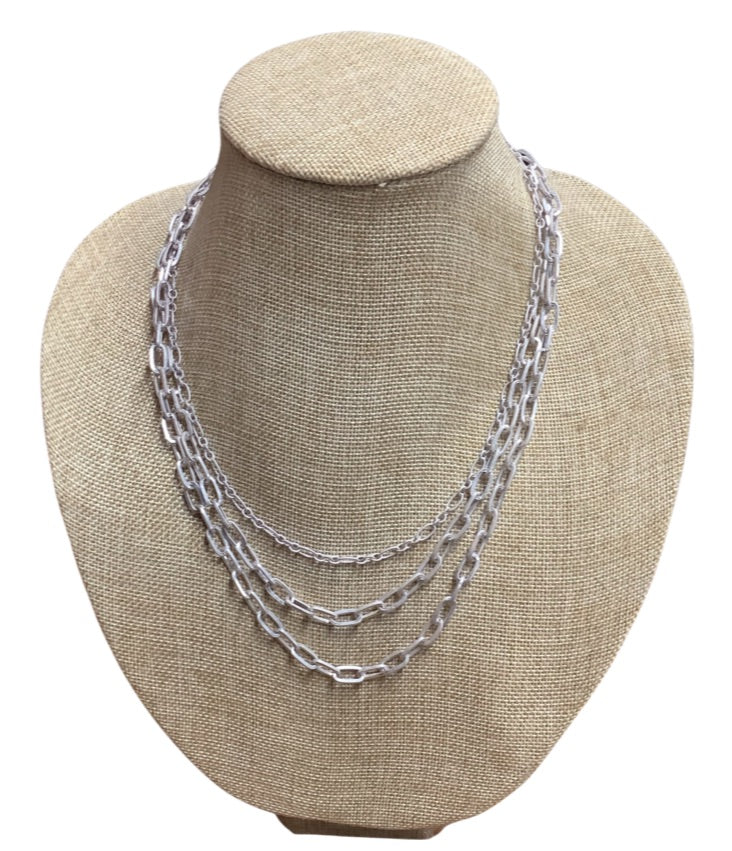 3 Layer Chain Necklace Silver