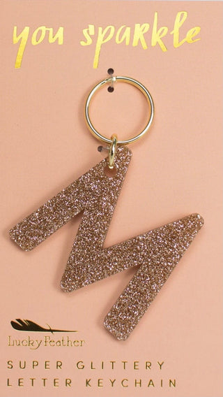 Gold Glitter Letter Keychain